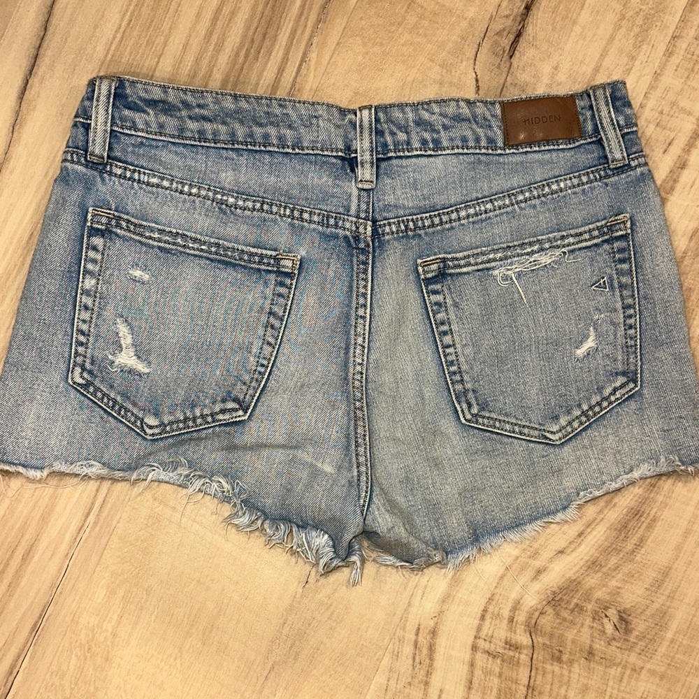 Hidden Women's Light Blue Distressed Jean Shorts